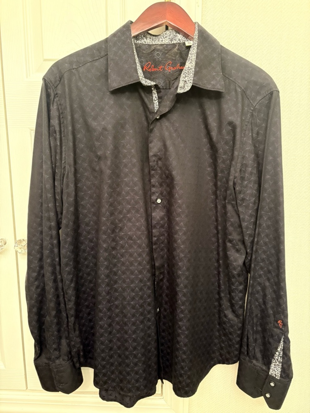 Robert Graham Black Patterned Men's Long Sleeve Sport Shirt